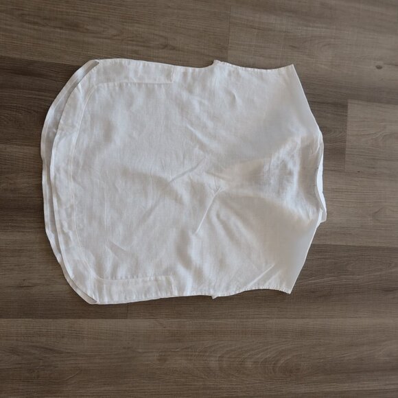 SAKS FIFTH AVENUE 100% linen white shirt top summer basic minimalist popover Sml - Picture 4 of 8
